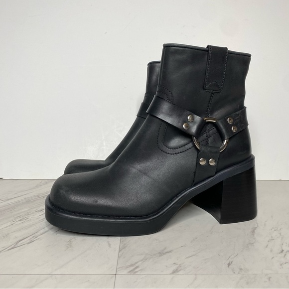 Jeffrey Campbell Operator Harness Black Leather Heeled Boot 9 - Picture 14 of 14